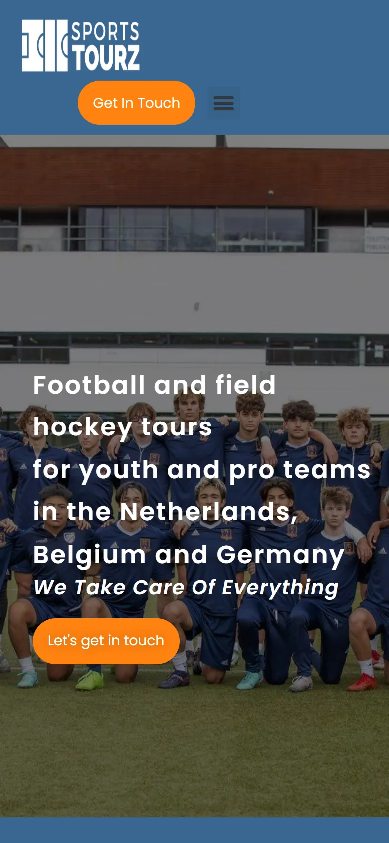 Old homepage of sportstourz.eu on a phone