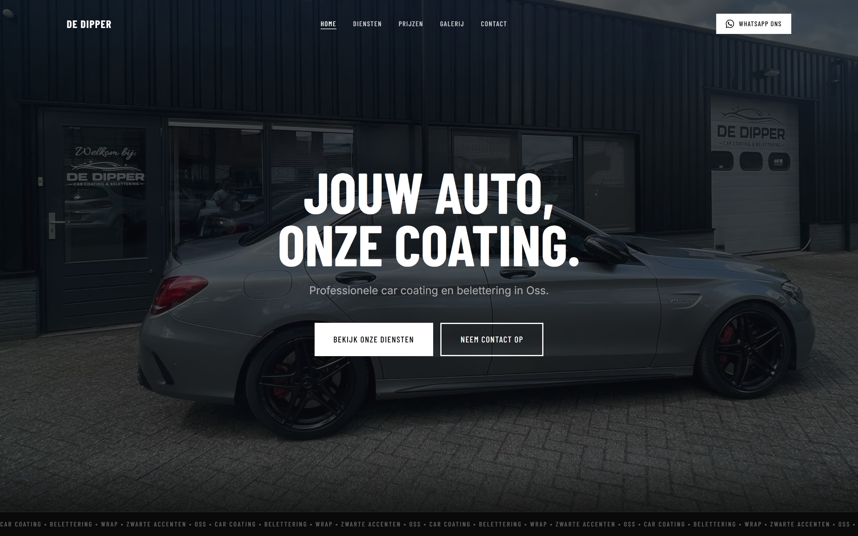 Homepage van dedipper.nl, car coating en belettering in Oss