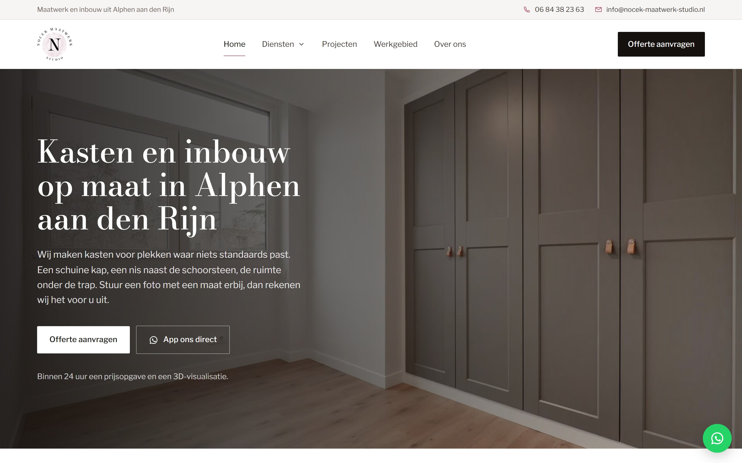 Homepage van nocek-maatwerk-studio.nl, kasten, keukens en interieur op maat in Alphen aan den Rijn