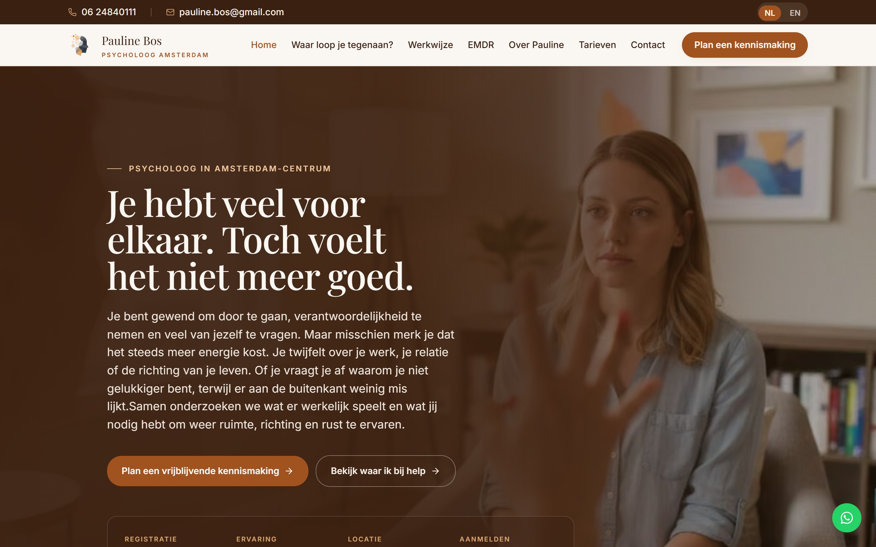 Homepage van paulinebos.nl, psycholoog in Amsterdam