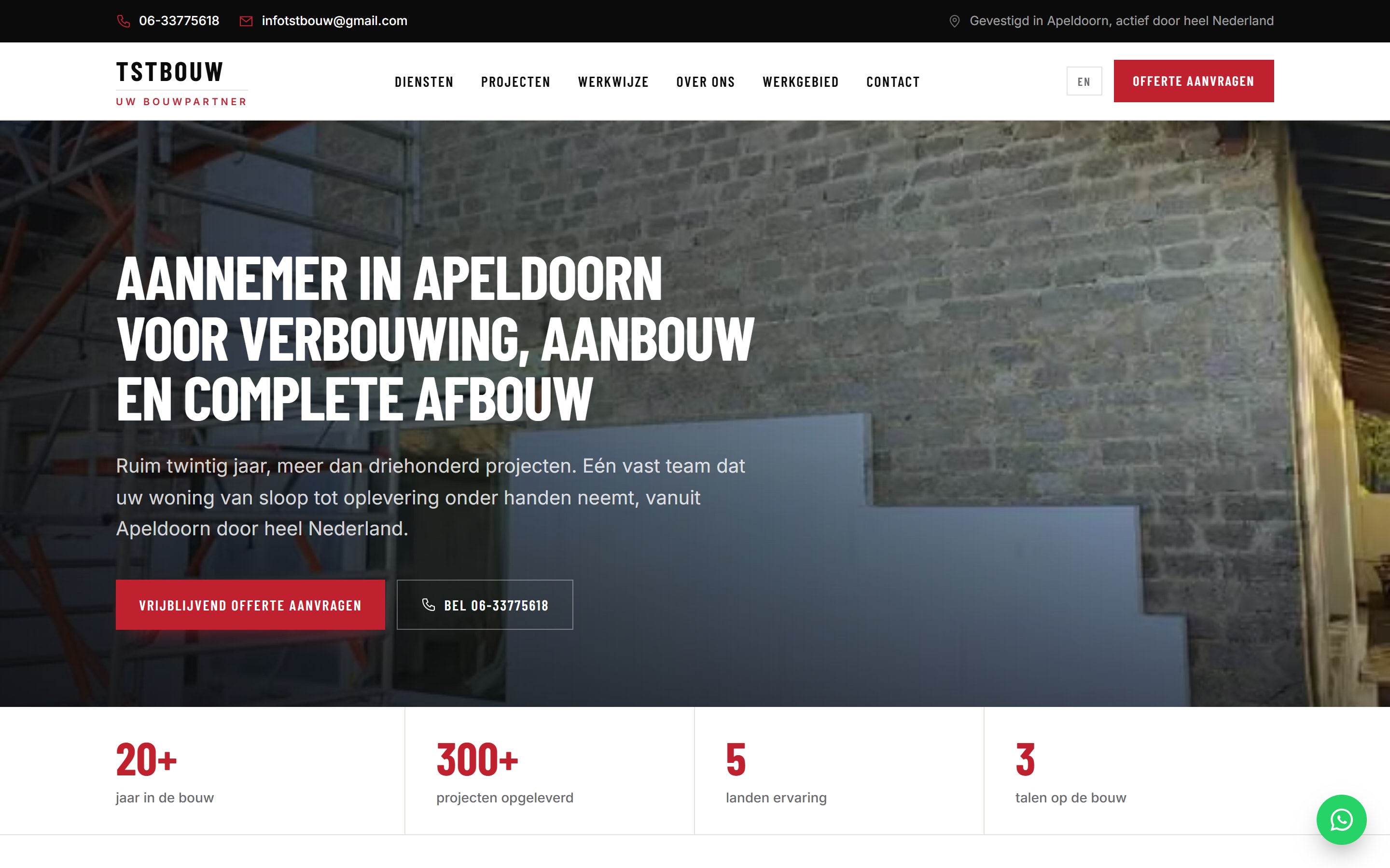 Homepage van tst-bouw.nl, aannemer in Apeldoorn voor verbouwing en aanbouw