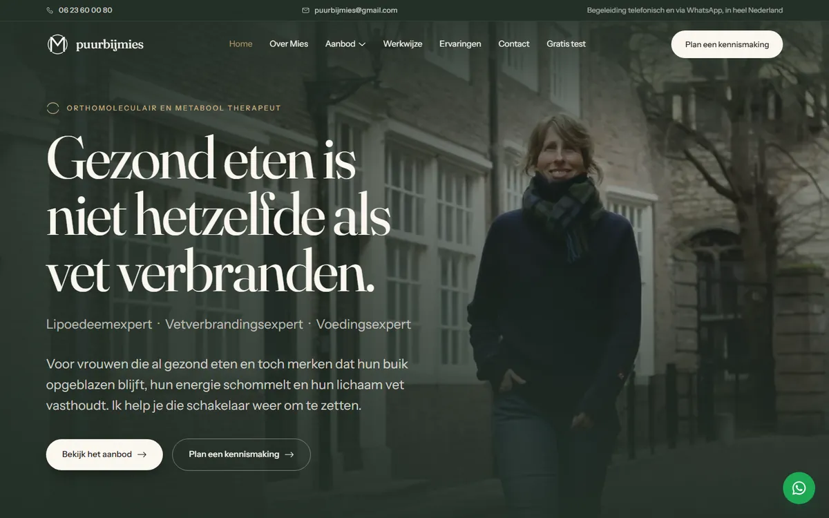 The new homepage of puurbijmies.nl