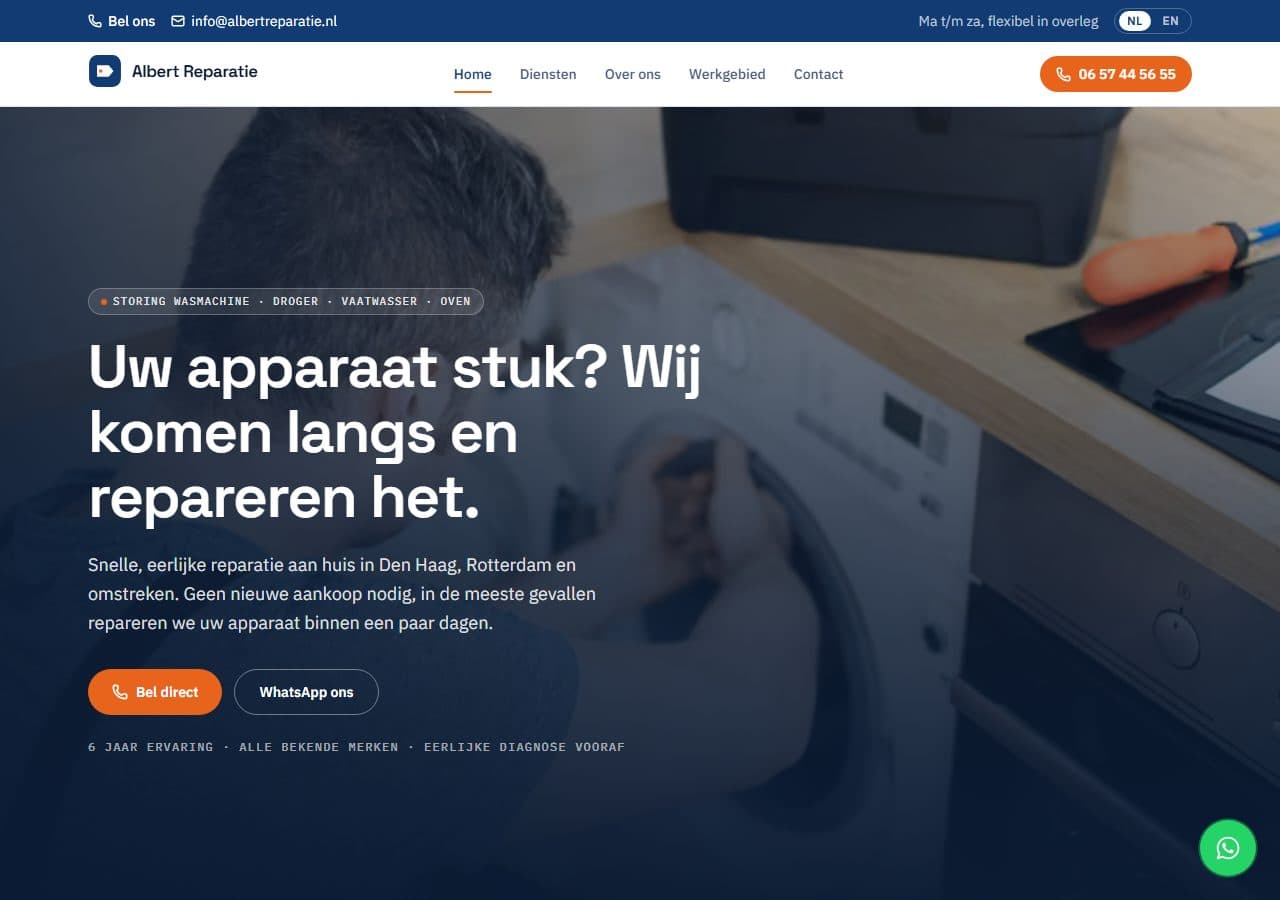 Homepage van Albert Reparatie